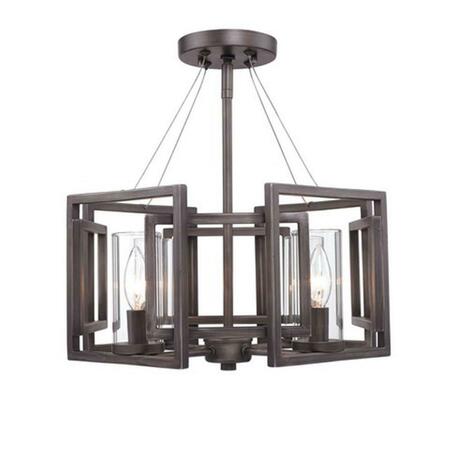 GOLDEN LIGHTING Marco Semi-Flush Convertible in Gunmetal Bronze with Clear Glass 6068-SF GMT